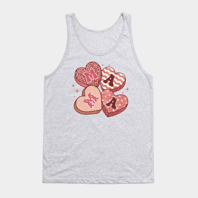 Retro Valentine Mama Heart Candy Pink Leopard Print Tank Top by JDVNart